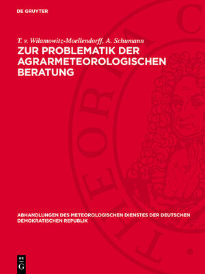 cover image of Zur Problematik der agrarmeteorologischen Beratung